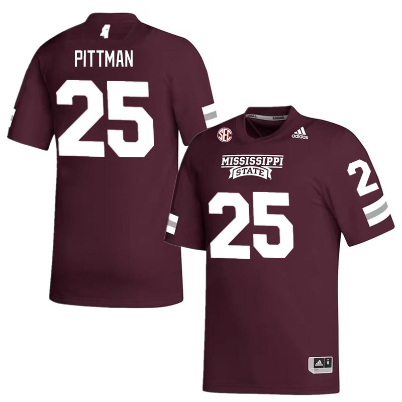 Men #25 Jeffery Pittman Mississippi State Bulldogs College Football Jerseys Stitched Sale-Maroon